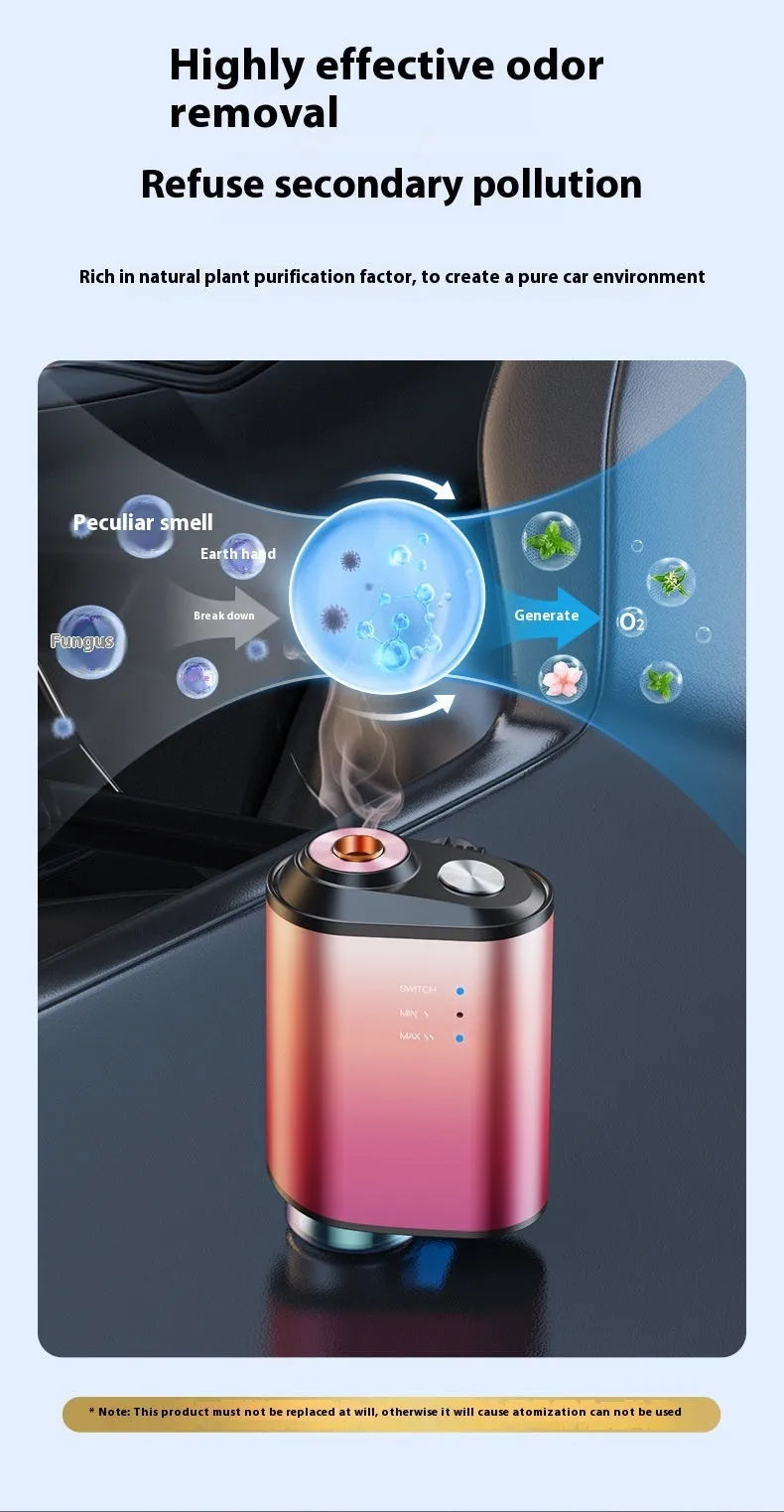Black car aromatherapy diffuser with ocean scent bottle and aluminium alloy accents