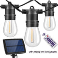 Waterproof solar-powered LED string lights with PVC shell for outdoor garden and patio use.