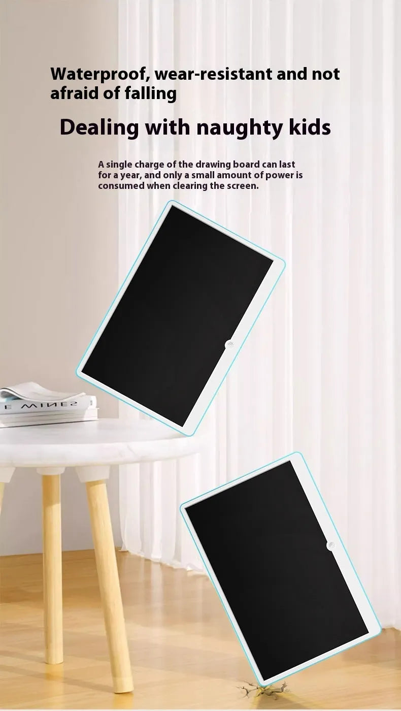 19-inch rechargeable LCD children's drawing board in blue and white colours