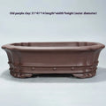 Purple sand clay rectangular flower pot with plain antique finish, shown empty.