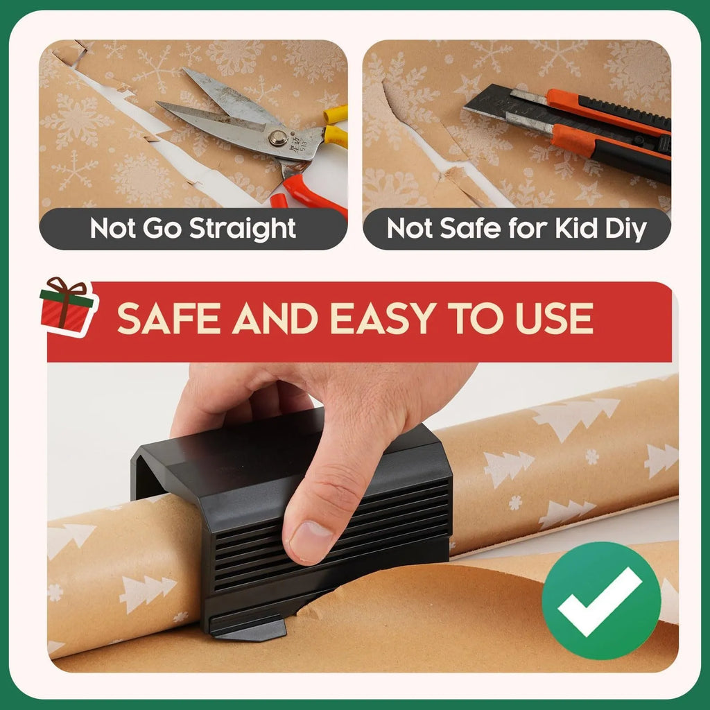 Plastic paper cutter for rolled scrolls in black, red, or green, sold as single or two pack.
