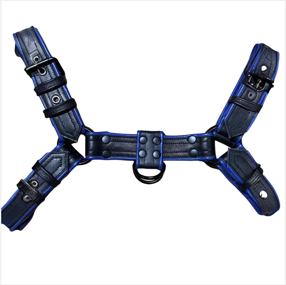 Leather binding prop armband pair for men, black or blue, with adjustable strap
