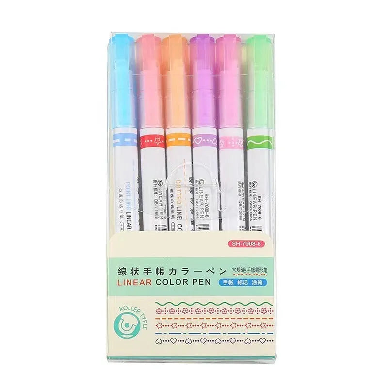 Creative curve pen set with roller outline design for student line drawing in plastic box