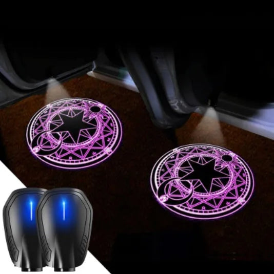 Car HD rechargeable wireless door welcome light plastic Fire Horse projection on ground