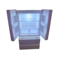 White plastic miniature candy shop model with internal light turned on, showing detailed interior.