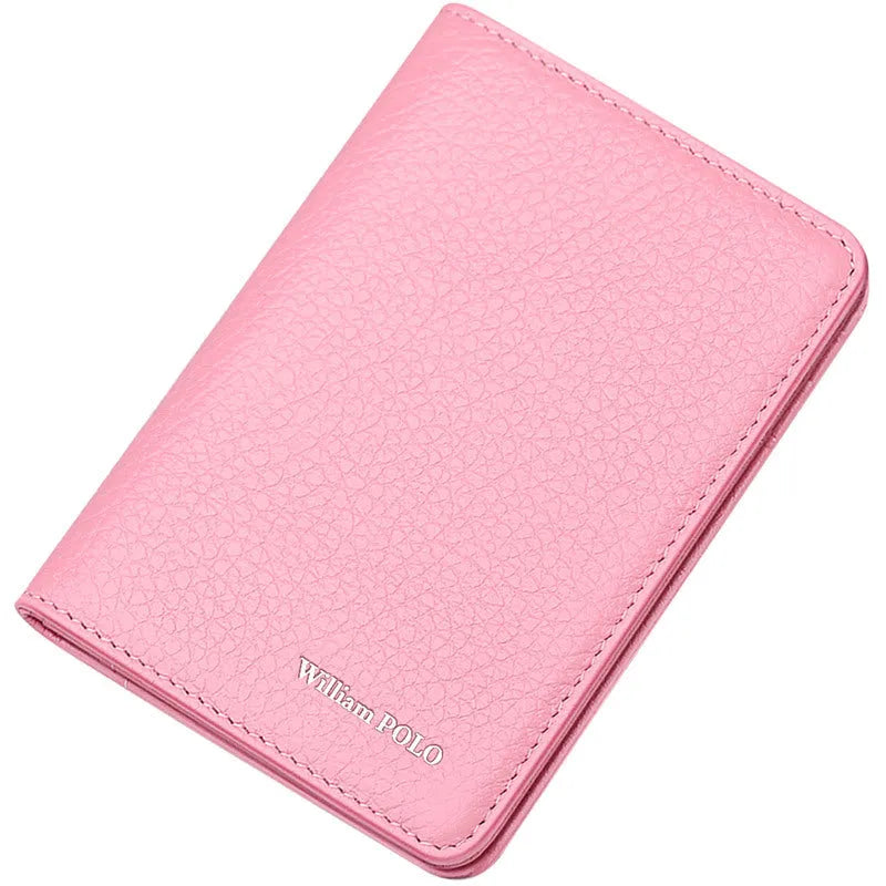 Ultra-thin cowhide leather card ID wallet in solid colour black on flat surface