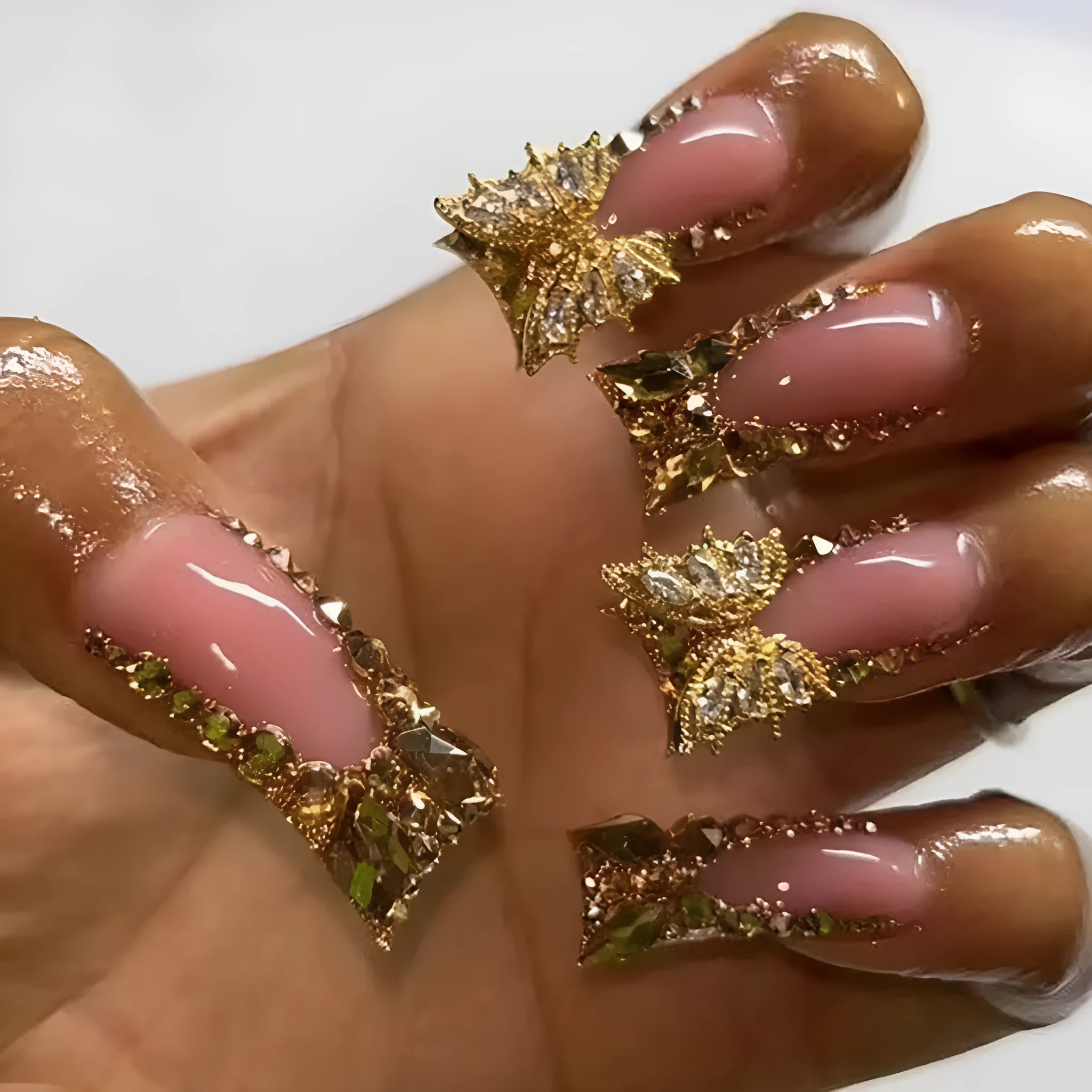 Golden Diamond In The Debris butterfly nail art stickers with jelly glue adhesive