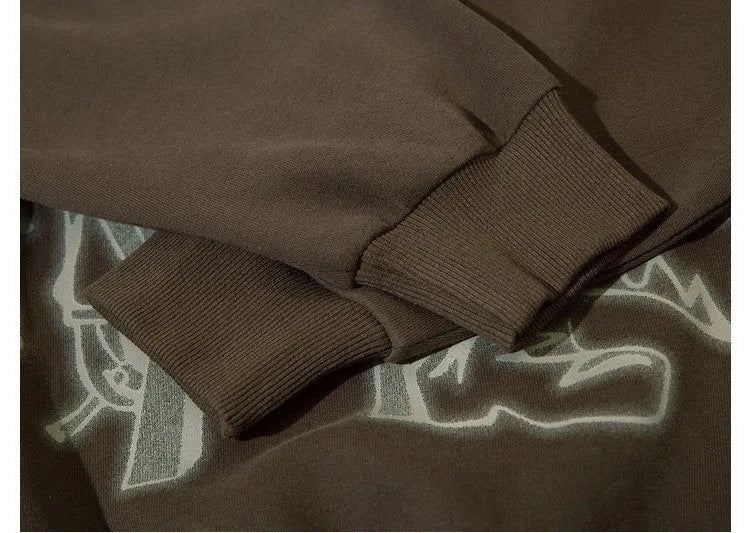Loose-fitting couples oversize hoodie, long sleeve round neck, 90% polyester, brown and pink, sizes S-XXL