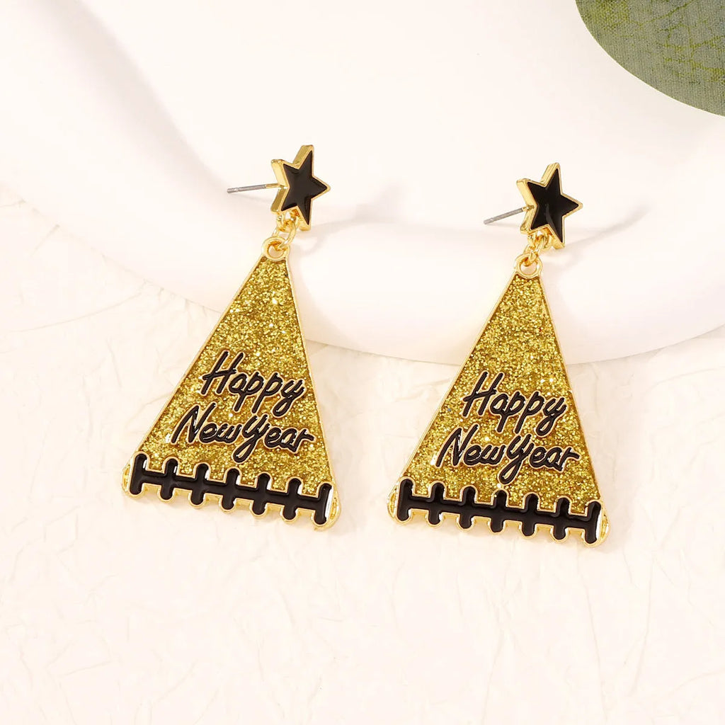 New Year tree girl earrings in zinc alloy, five colour options including pink, green, gray, yellow, red