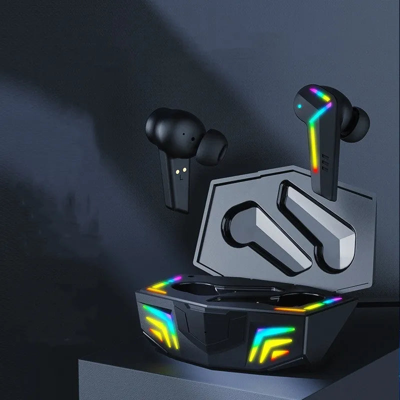 Black TWS wireless Bluetooth earbuds for low latency gaming and sports