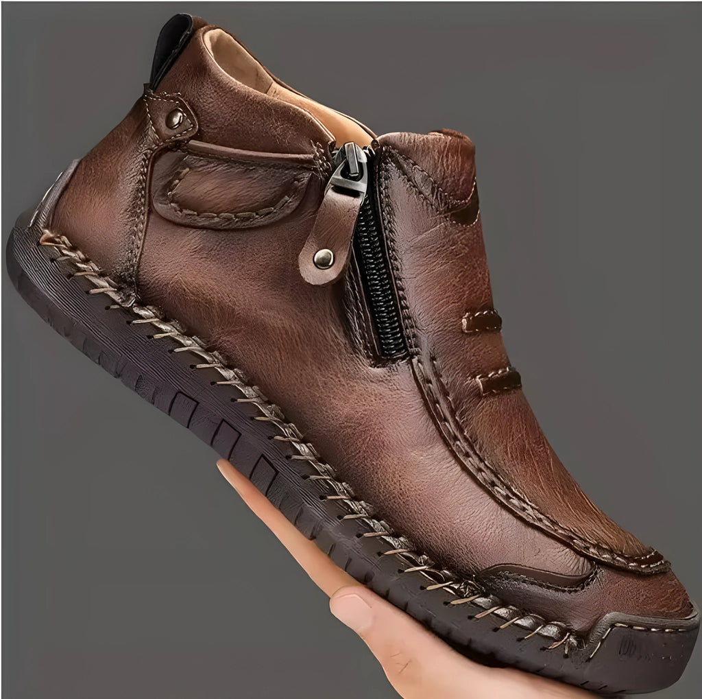 Chelsea plus size men's casual slip-on flat high top shoes with animal pattern and sewing line detail