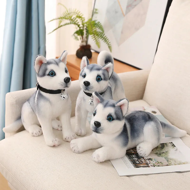 Simulation plush husky puppy doll in standing posture, 25cm height, soft fabric, Children's Day gift