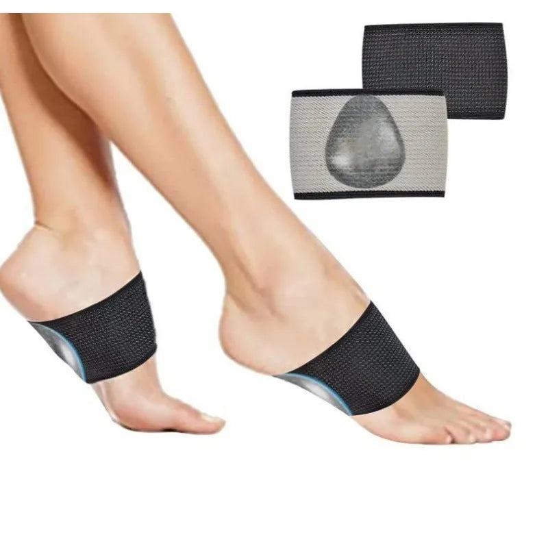 Flat foot support bandage with elastic arch support and heart pad design in PU material