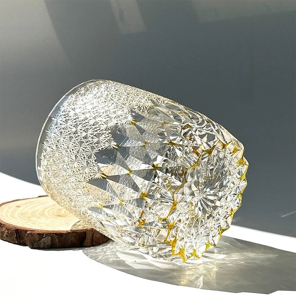 Japanese-style Jianghu cut crystal glass wine glass with retro design, 301-400ml capacity