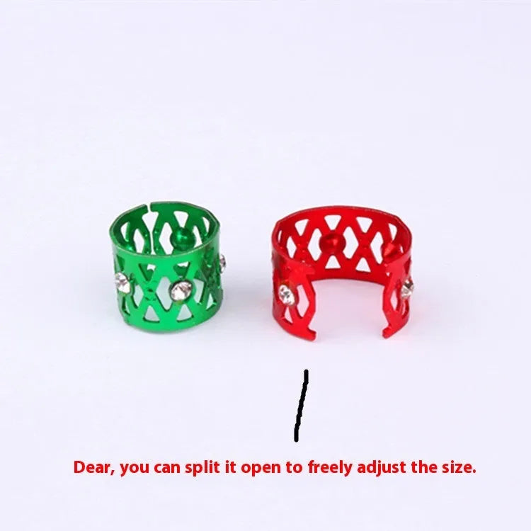 Aluminium wig decoration hair ring with jeweled details in multiple colour options on a white background.