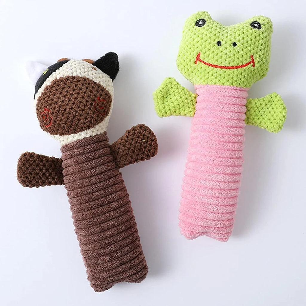 19cm dog squeaky chew toy in calves frogs puppies designs with dental cleaning texture