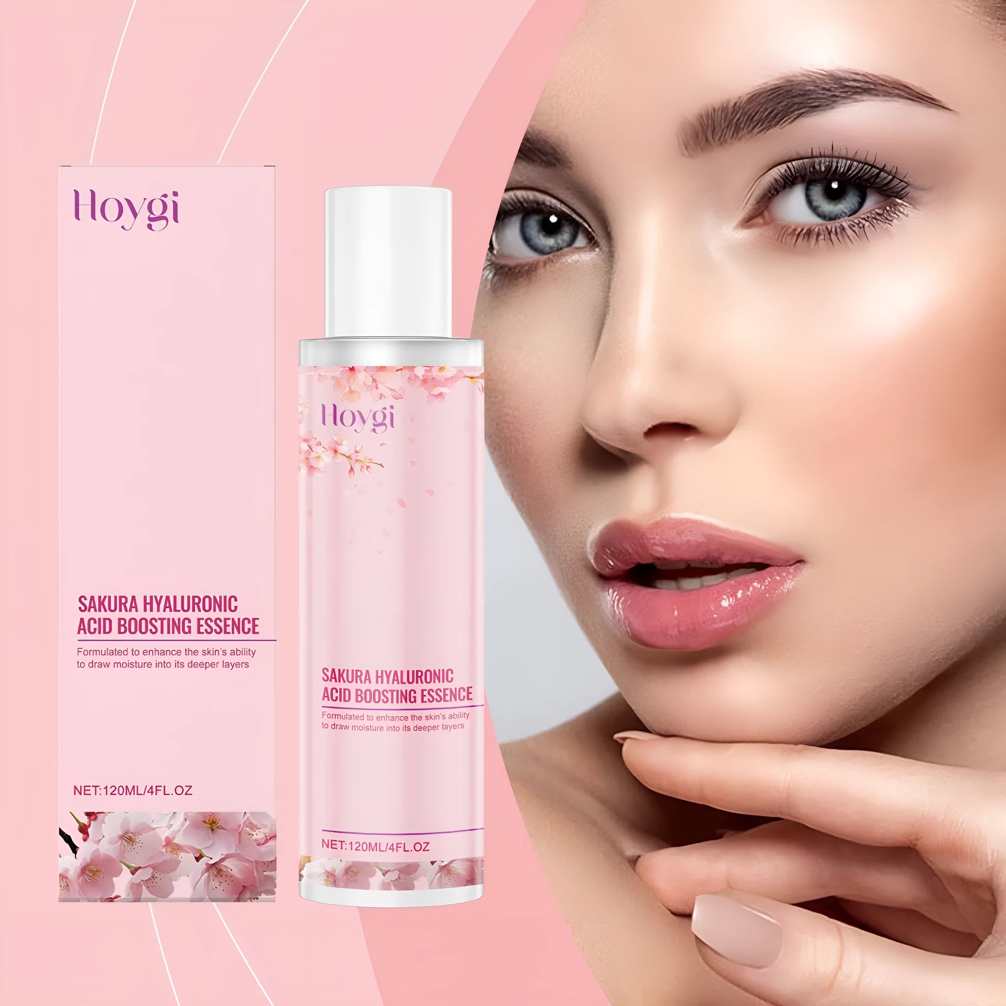 Hyaluronic Acid Moisturising Lotion bottle, 120ml capacity with cherry blossom extract