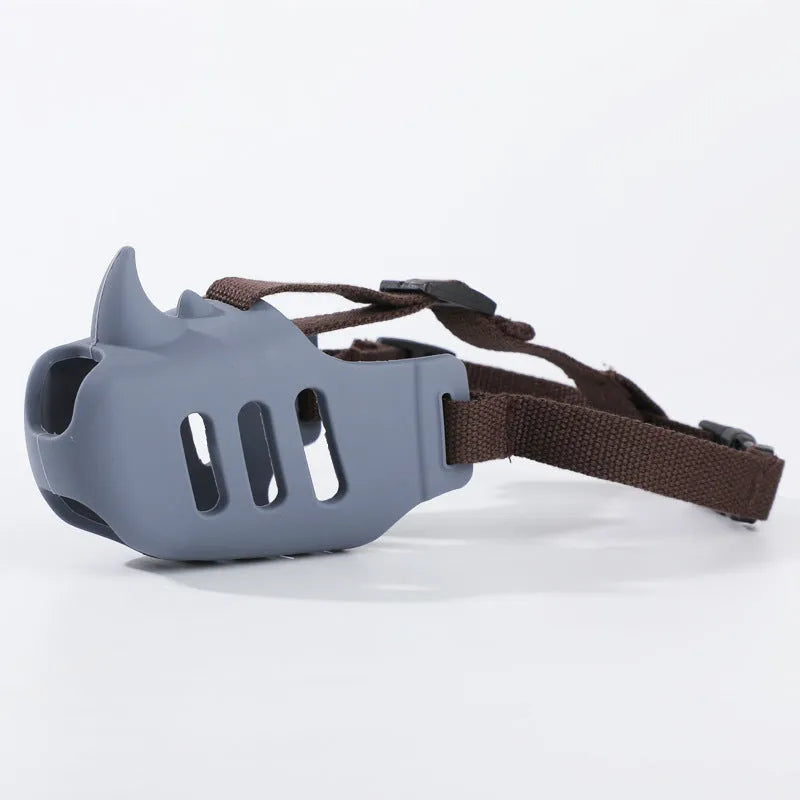 Silicone pet muzzle for medium and large dogs in sky blue colour, side view