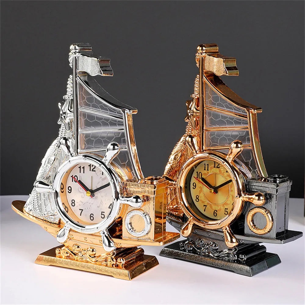 Gold or silver plastic fashion alarm clock with packaging dimensions 22.6cm × 9.6cm × 15.5cm
