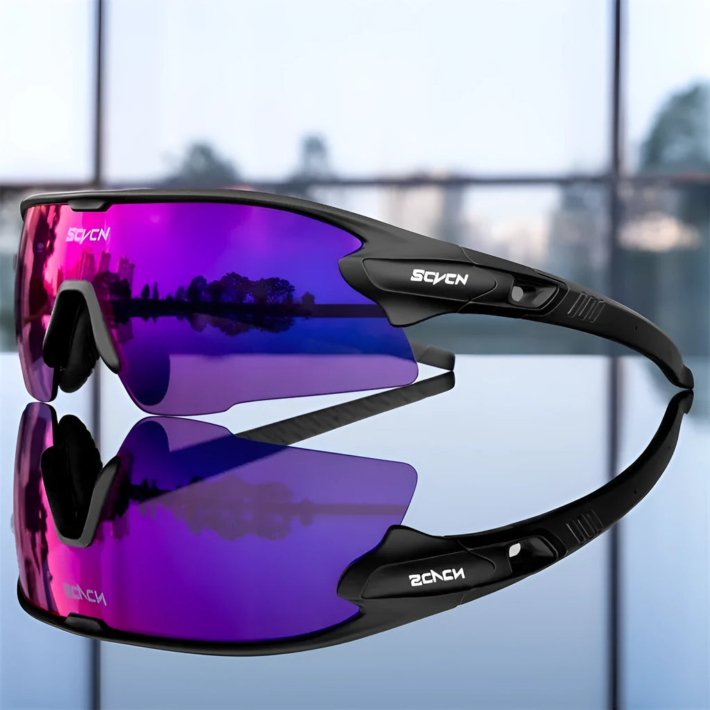 Outdoor sports bicycle glasses with semi-rimless frame and UV-proof lenses