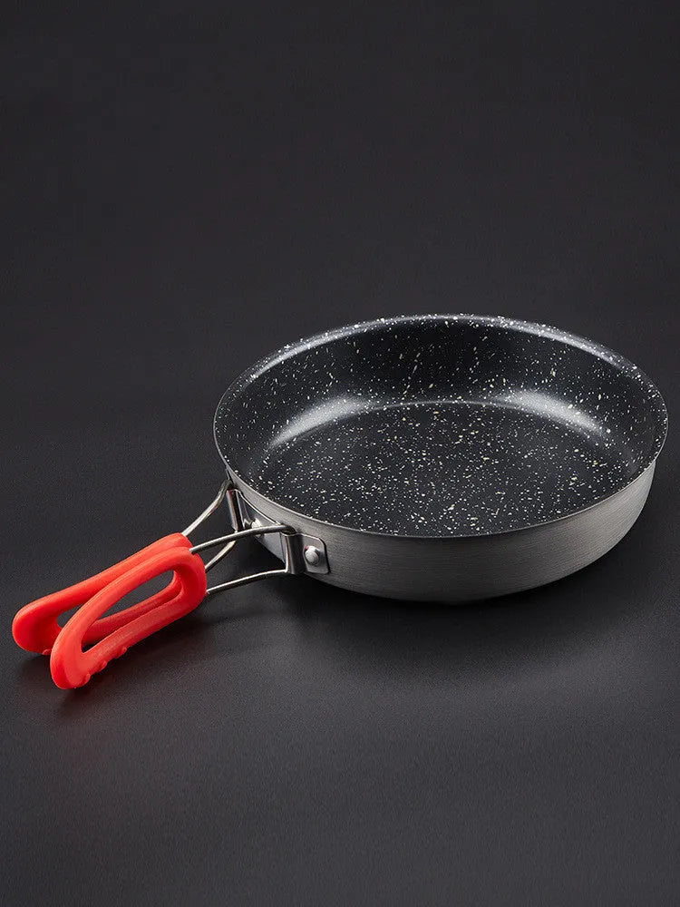 Alocs medical stone colour non-stick folding frying pan, 180mm diameter, aluminium alloy, compact for outdoor use