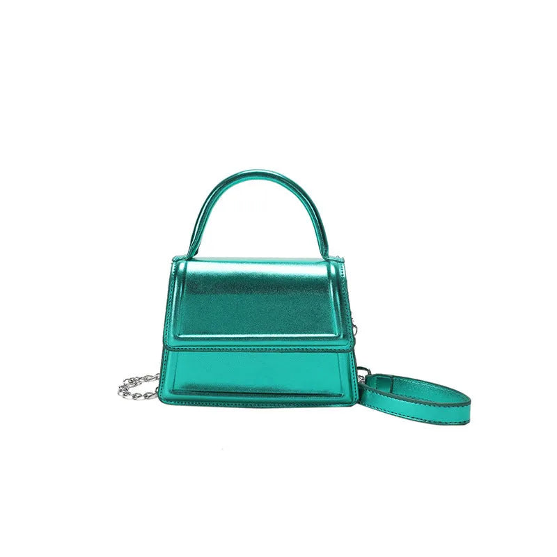 Retro-style square PU crossbody bag in multiple colours with sewing line detail