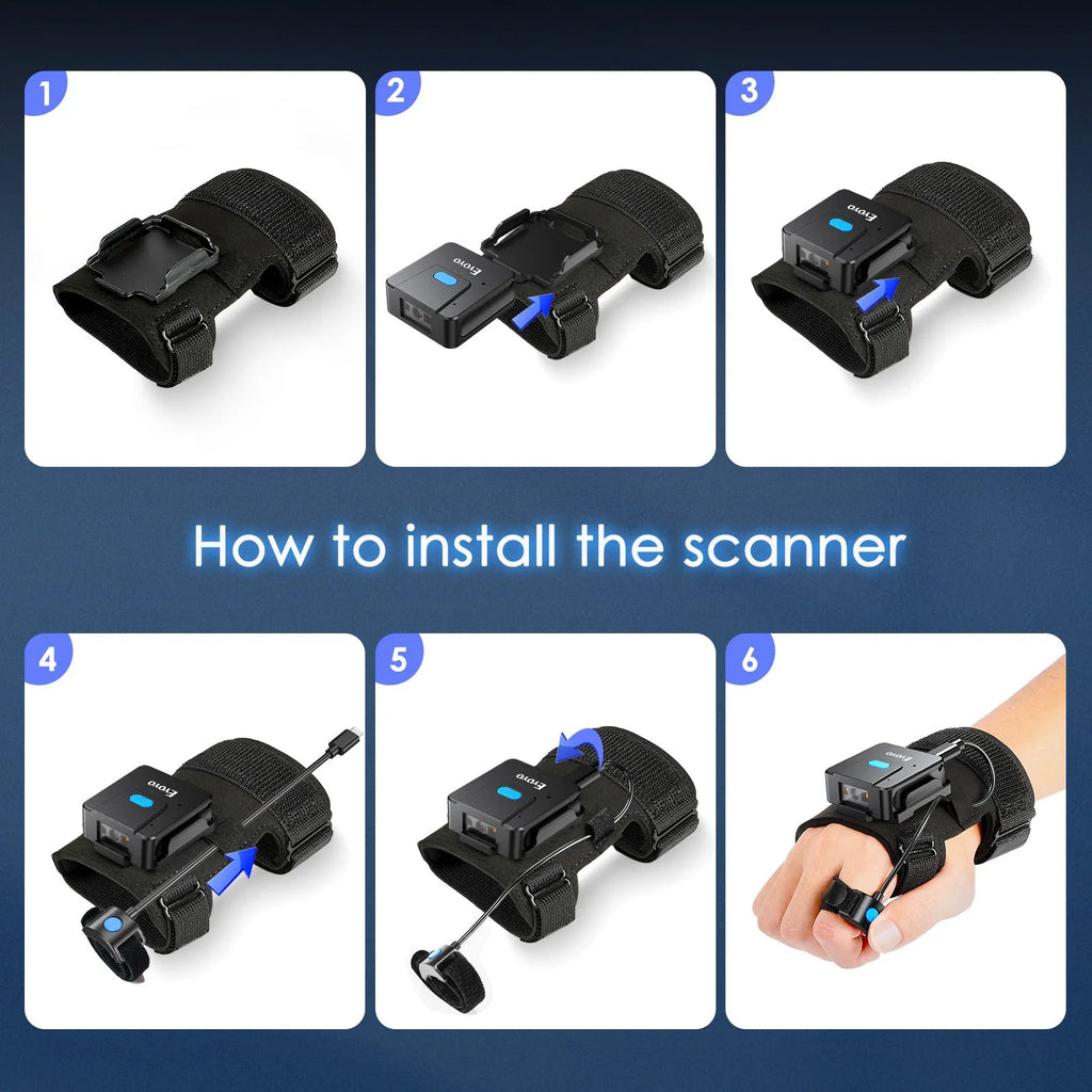 Portable wrist-mounted Bluetooth barcode scanner with laser scanning technology