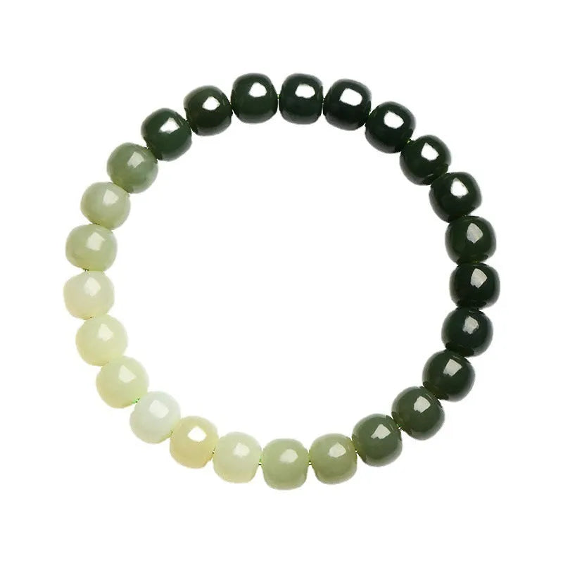 Hetian Jade bracelet with water gradient colour on polished beads.