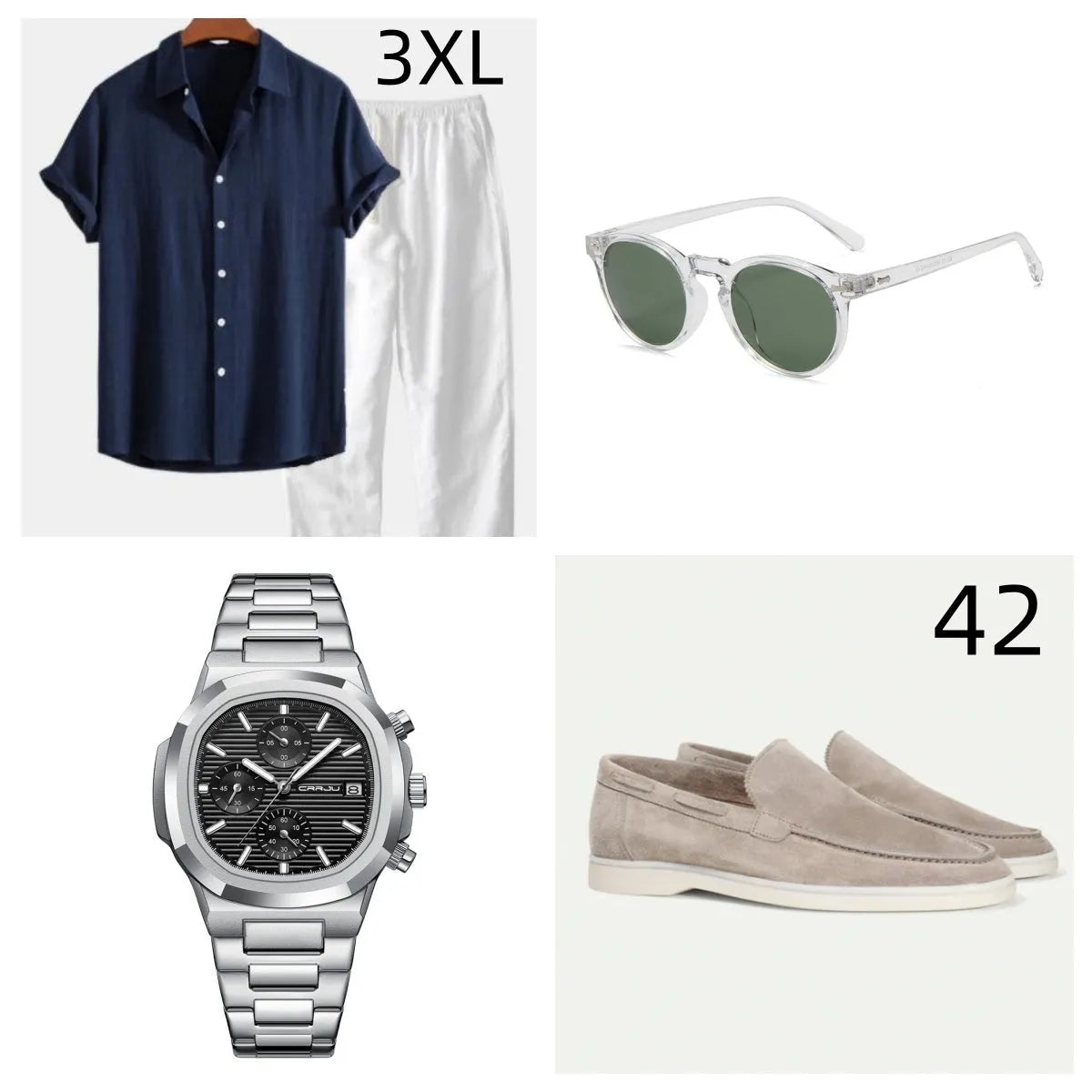 Casual loose navy blue cotton linen short sleeve shirt and shorts suit set