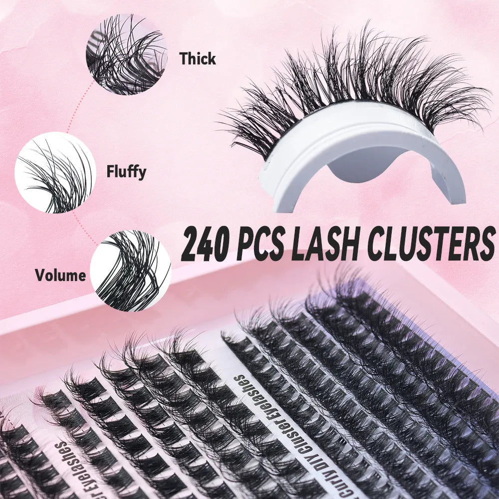 Box of mixed messy false eyelashes in five specifications for DIY volume and lash extensions.