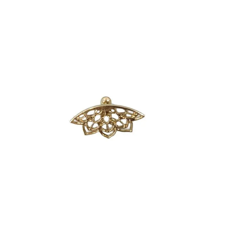 Geometric spider web metal stud earrings with electroplated gold and silver finish options