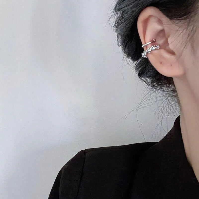 B4710 irregular frosty style ear clip double earrings for women geometric alloy