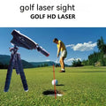 Golf putter with attached laser aiming sight and storage case