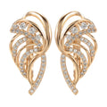 Gold-plated copper women's ear clips with wing design and micro inlaid zircon stones.