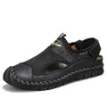 Men's brown low-top leather casual pumps with elastic band and round toe.