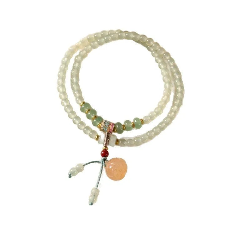 New Chinese Style Beaded Lucky Bamboo Bracelet Sapphire Glaze 4mm glass beads women