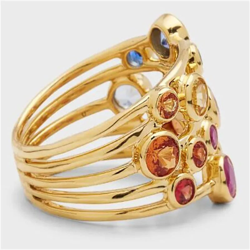 Gold geometric alloy ring for women, fashion OL style, available in sizes No 6 to No 10