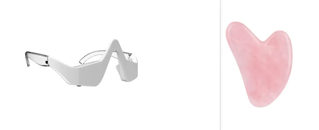 3D eye beauty instrument micro-current pulse massager in pink or white with glasses-like design