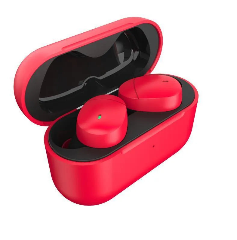 Flame red Qualcomm TWS 3040 Bluetooth 5.2 wireless headphones with earplug design