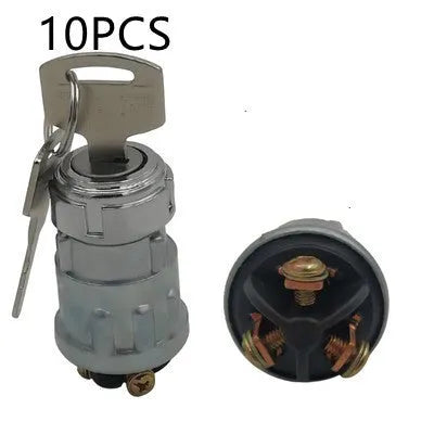 Copper automotive ignition switch and lock with key for truck and forklift repair.