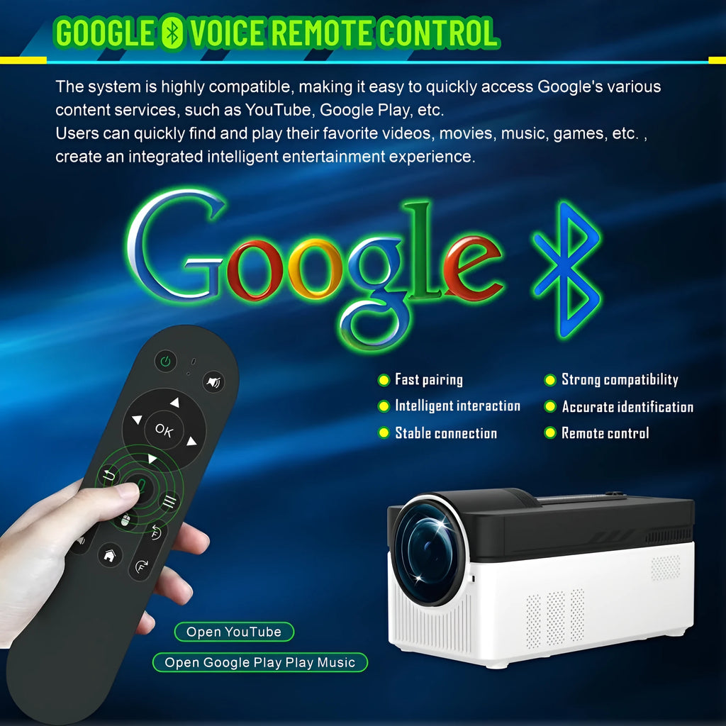 White portable smart projector with 1080p resolution and 700ANSI brightness on a table