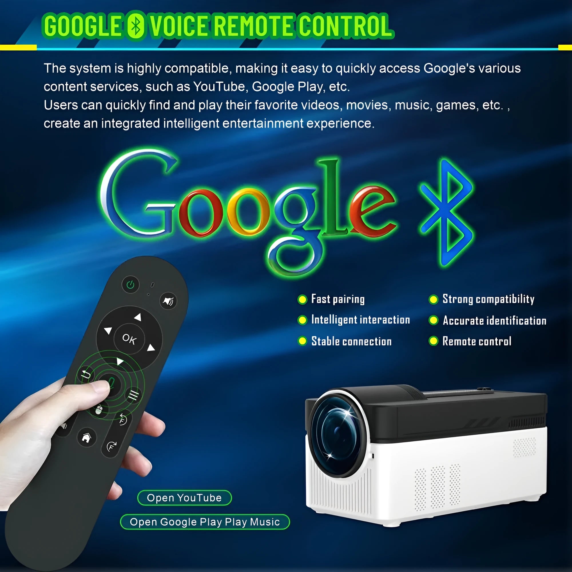 White portable smart projector with 1080p resolution and 700ANSI brightness on a table