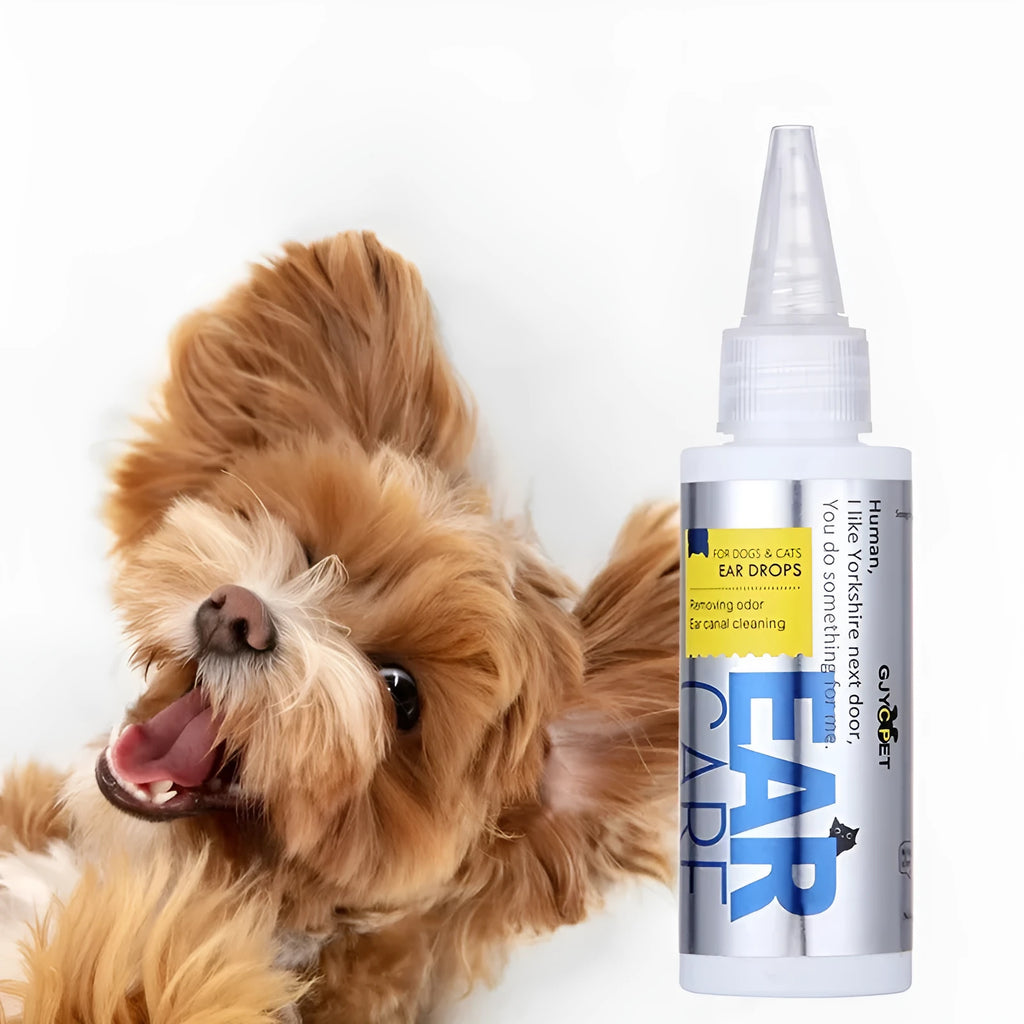 GJYC PET Ear Cleansing 60ml bottle of clear liquid ear drops for pets