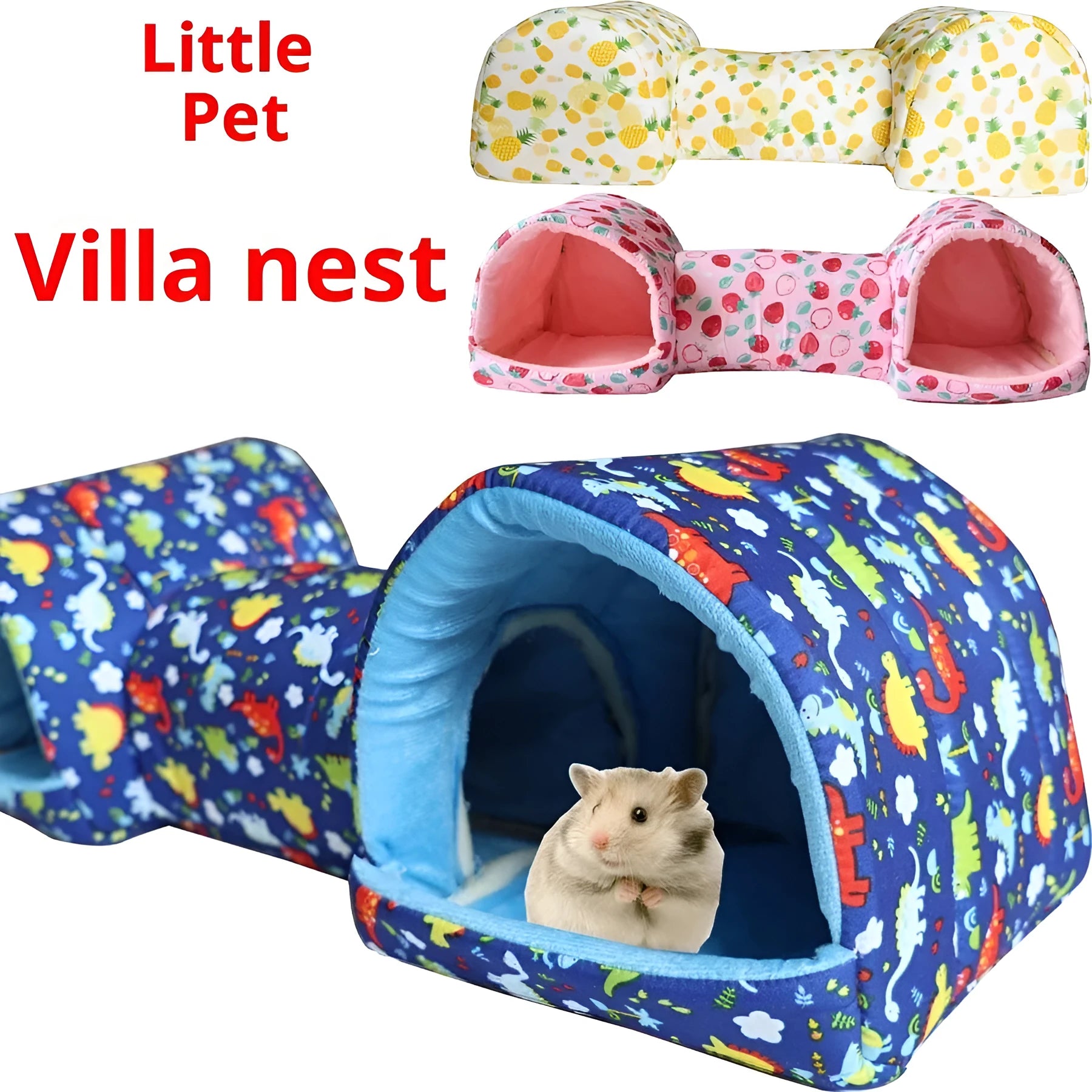 Small pet nest bed made of soft polyester in a colourful pattern, suitable for hamsters and guinea pigs