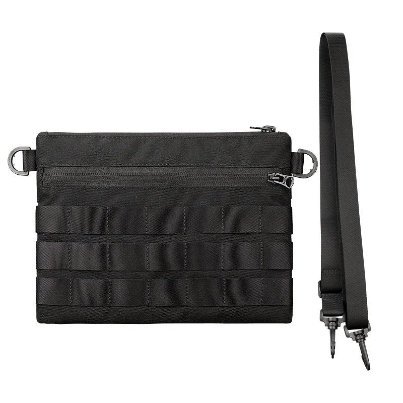 Black Oxford cloth portable outdoor kit measuring 18 by 3.5 centimetres