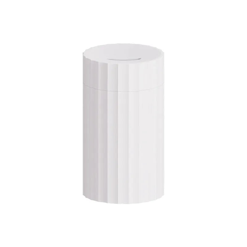 Black and white USB humidifier diffuser with simulated flame LED lights and water tank