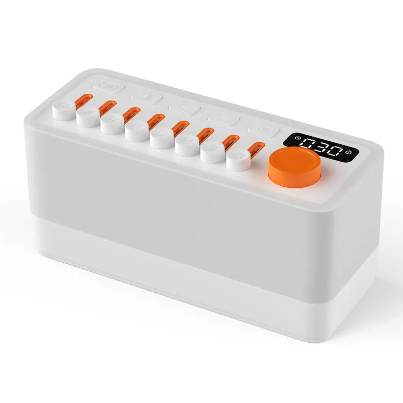 White DIY smart sleeping speaker with RGB colour night lamp, USB powered, 180x73x80 mm