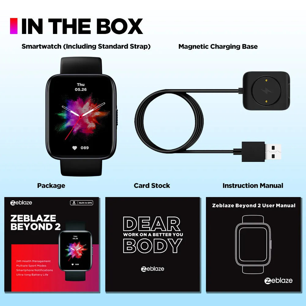 Black GPS smart watch with rubber strap and 1.78-inch LCD display on wrist.