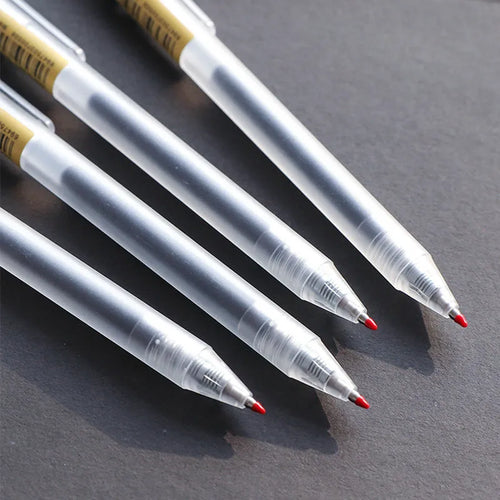 12 black retractable gel pens with frosted barrels and 0.5mm tips displayed with two spare refills