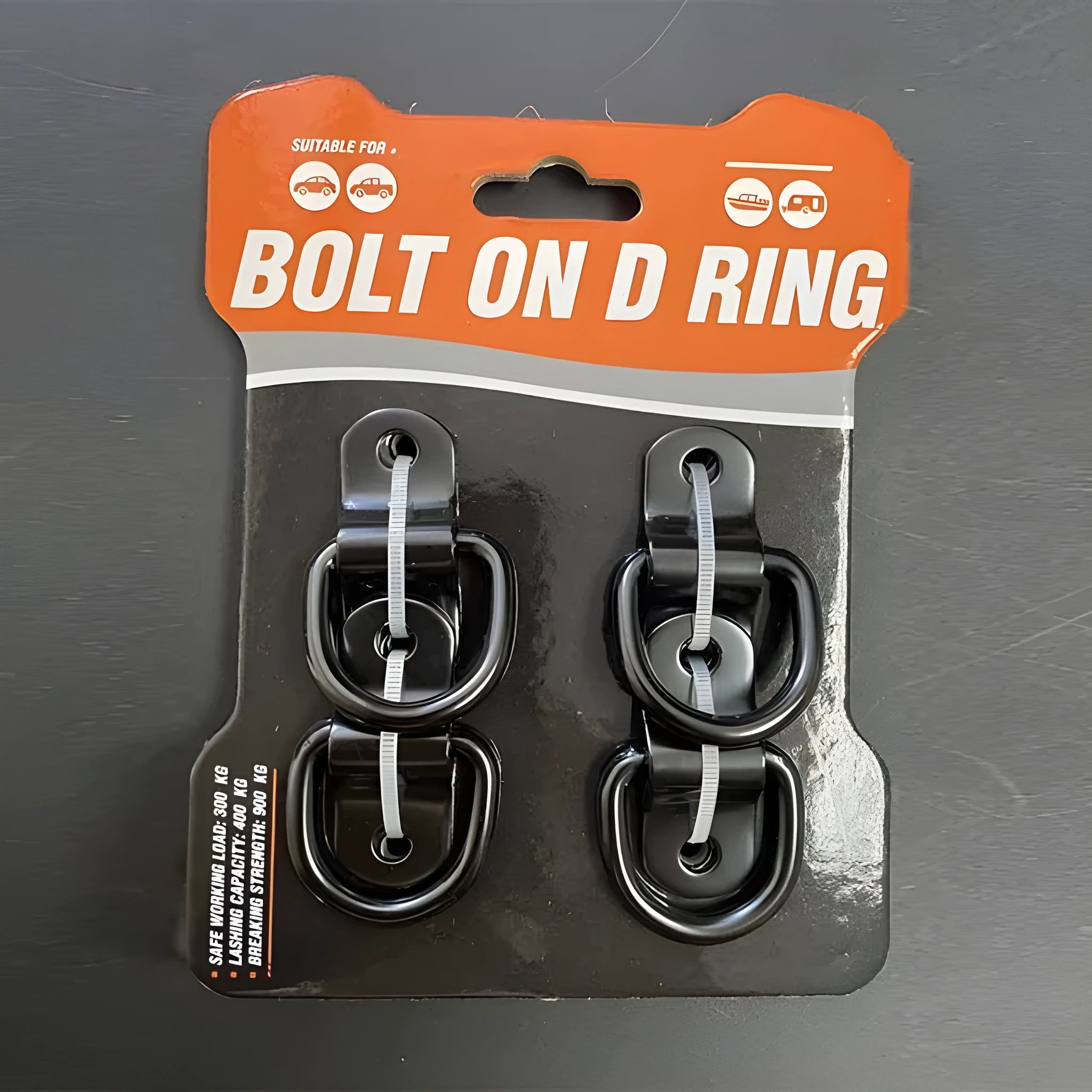 Galvanised pull ring floor hook for truck cargo securing in black finish